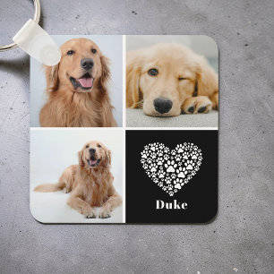 Custom Dog Lover 3 Photo Collage Keepsake Pet Keychain