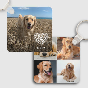 Custom Dog Lover 5 Photo Collage Keepsake Pet Keychain