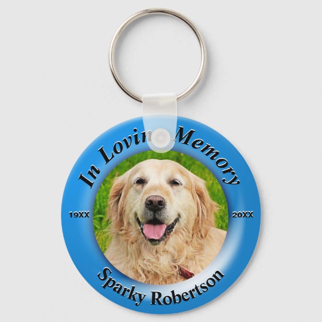 Custom Dog Memorial Blue Keychain (Front)