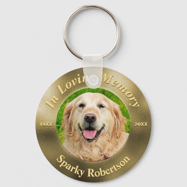 Custom Dog Memorial Gold Keychain (Front)