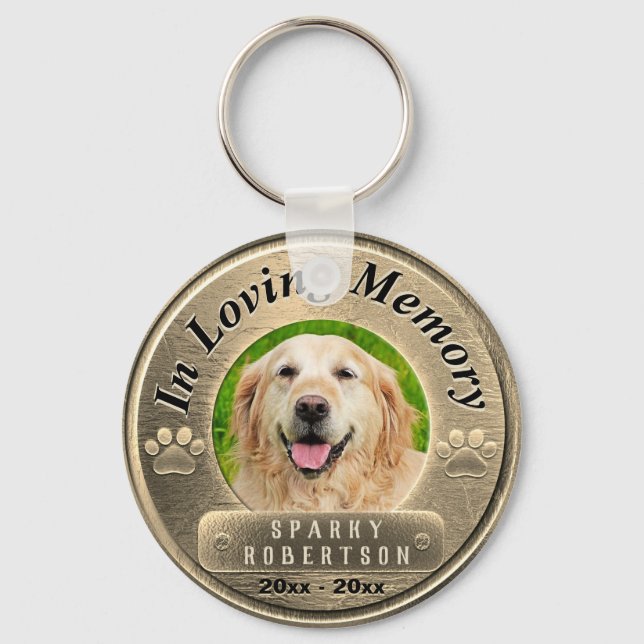 Custom Dog Memorial Gold Keychain (Front)