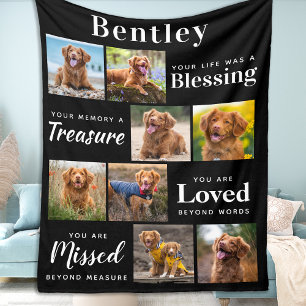 Custom Dog Memorial Pet Loss Remembrance 8 Photo Fleece Blanket