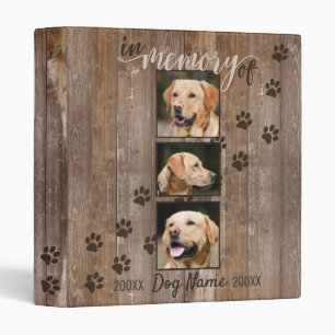 Custom Dog Memorial Rustic Wood Look Keepsake Binder