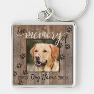 Custom Dog Memorial Rustic Wood Look Keychain
