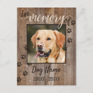 Custom Dog Memorial Rustic Wood Look Postcard
