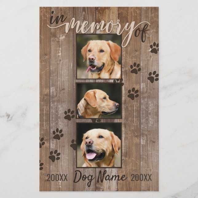 Custom Dog Memorial Rustic Wood Rainbow Card (Front)