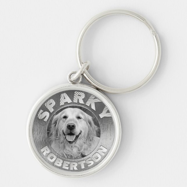 Custom Dog Memorial Silver Keychain (Front)