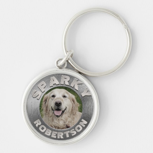 Custom Dog Memorial Silver Keychain (Front)