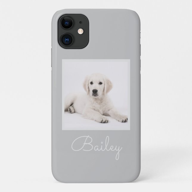 Custom Dog Mom Photo Script Simple Modern Minimal  Case-Mate iPhone Case (Back)