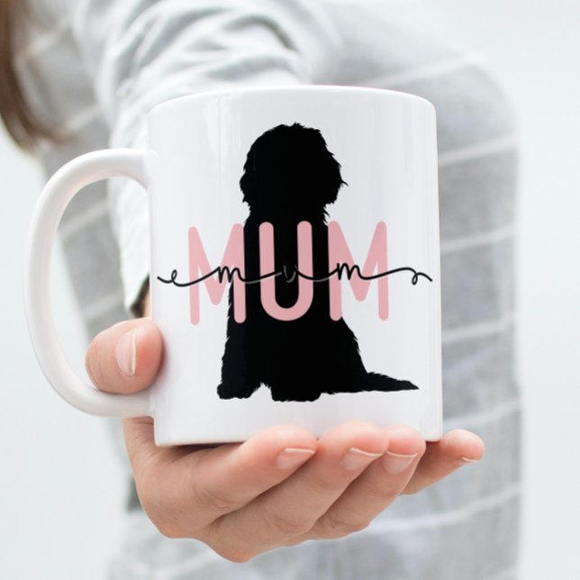 Custom Dog Mom, Pink and Black Doodle Lover Coffee Mug (Creator Uploaded)