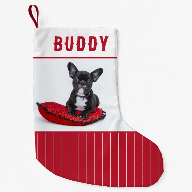 Custom Dog Name and Photo Personalized  Small Christmas Stocking (Front)