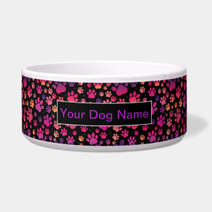 Custom Dog Name colourful Paw Pattern