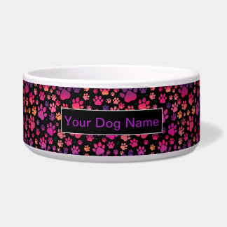 Custom Dog Name colourful Paw Pattern