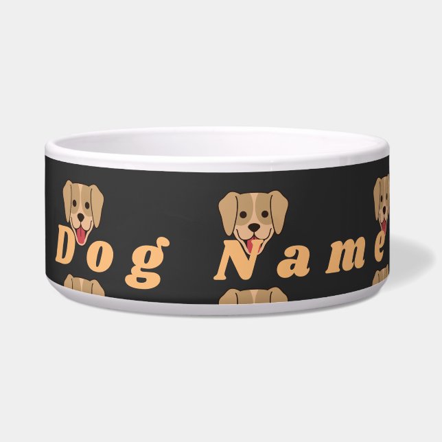 Custom Dog Name Dog Image Feeding Ceramic Pet Bowl (Front)