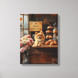 Custom Dog Name French Bakery Pomeranian Dog Canvas Print