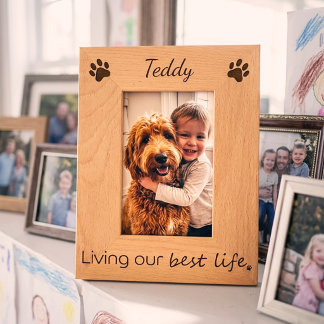 Custom Dog Name Living Best Life Wooden Frame