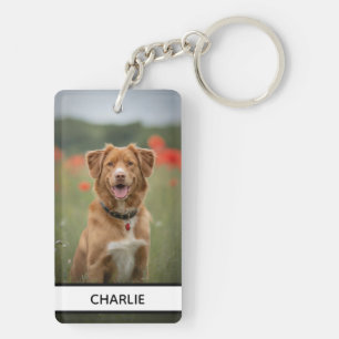 Custom Dog Name Photo Keepsake Keychain