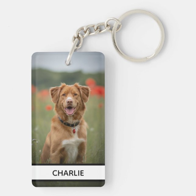 Custom Dog Name Photo Keepsake Keychain (Back)