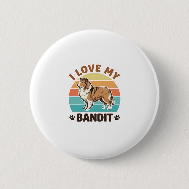 Custom Dog Name Retro Sunset Pet Lover Design_1 2 Inch Round Button (Front)