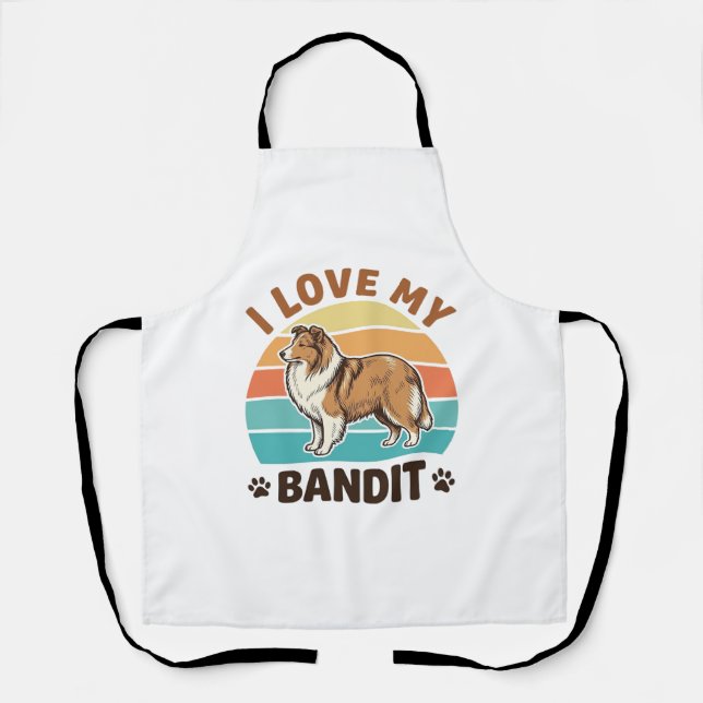 Custom Dog Name Retro Sunset Pet Lover Design_1 Apron (Front)