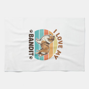 Custom Dog Name Retro Sunset Pet Lover Design_1 Kitchen Towel
