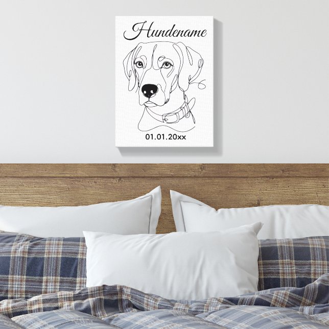 Custom Dog One Line Art Weimaraner Canvas Print (Insitu(Bedroom))