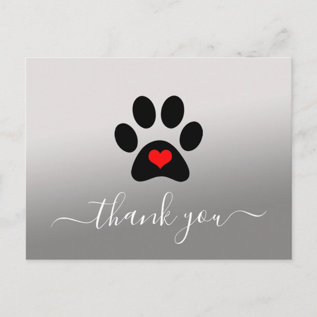 Custom Dog Paw Pet Business Thank You Cards (Front)