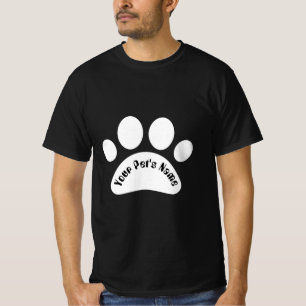 Custom Dog Paw Print Personalized Name Black T-Shi T-Shirt