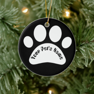 Custom Dog Paw Print Personalized Name Ceramic Orn Ornament