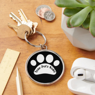 Custom Dog Paw Print Personalized Name Keychain