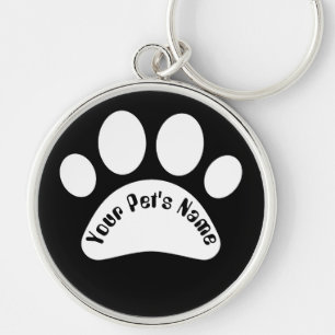 Custom Dog Paw Print Personalized Name Keychain