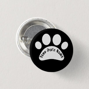 Custom Dog Paw Print Personalized Name Pin Back Bu