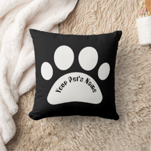 Custom Dog Paw Print Personalized Name Throw Pillo Pillow