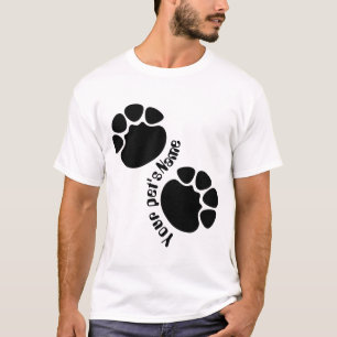 Custom Dog Paw Print Personalized Name White T-Shi T-Shirt