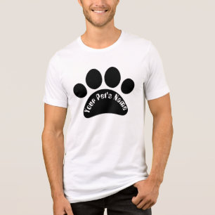 Custom Dog Paw Print Personalized Name White T-Shi Tri-Blend Shirt