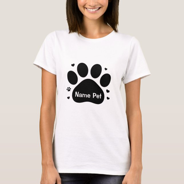 Custom Dog Paw Print Personalized Pet Name Women's T-Shirt (Front)