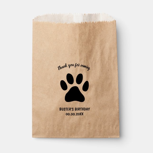 Custom dog paw print pet Birthday party favour bag (Front)