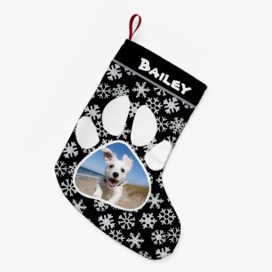 Custom Dog Paw Print Photo & Name  Small Christmas Stocking
