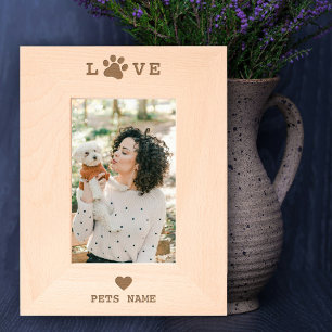 Custom Dog Pet Love Paw Custom Engraved Photo  Etched Frames