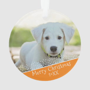 Custom Dog Pet Orange Photo Christmas Keepsake Ornament