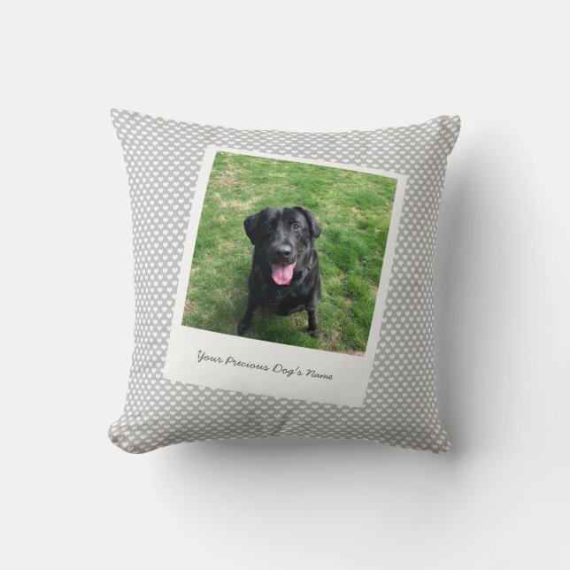 Custom Dog Pet Photo and Name Throw Pillow (Front)