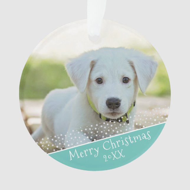 Custom Dog Pet Photo Christmas Holiday Keepsake Ornament (Front)