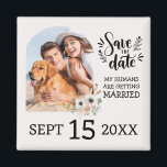Custom Dog Pet Photo Floral Wedding Save the Date  Magnet<br><div class="desc">Custom Dog Pet Photo Floral Save the Date Magnets | Unique Wedding Save the Date Magnets with a Dog Picture | "My Humans Are Getting Married" Funny Wedding Invitation Wording Idea For Dog Lovers |</div>