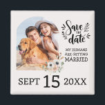 Custom Dog Pet Photo Floral Wedding Save the Date  Magnet<br><div class="desc">Custom Dog Pet Photo Floral Save the Date Magnets | Unique Wedding Save the Date Magnets with a Dog Picture | "My Humans Are Getting Married" Funny Wedding Invitation Wording Idea For Dog Lovers |</div>