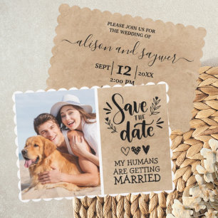 Custom Dog Pet Photo Rustic Save the Date Funny Invitation