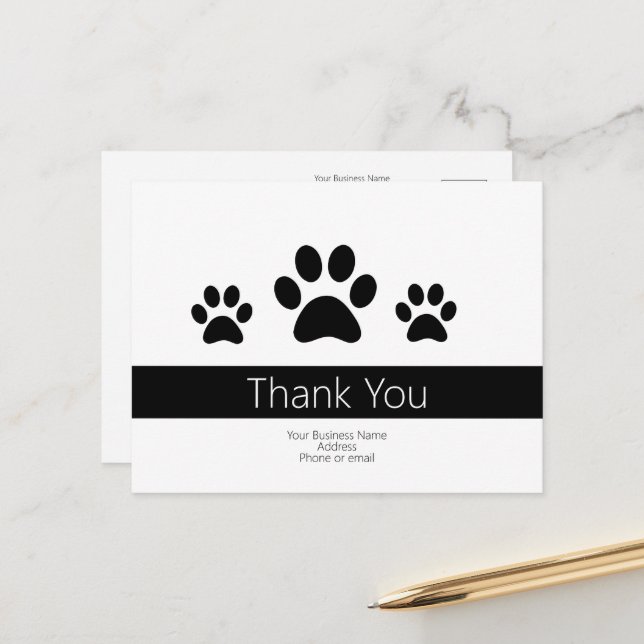 Custom Dog Pet Sitting Business Thank You Notes Postcard (Front/Back In Situ)