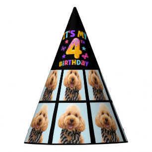 Custom Dog Photo 4th birthday party Party Hat