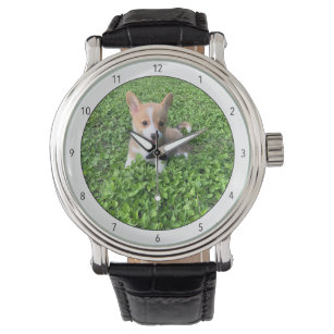 Custom Dog Photo Add Your Own Pet Photograph Round Watch