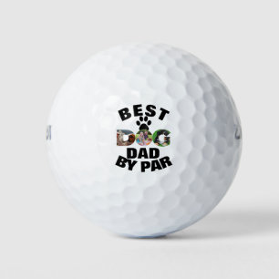 Custom Dog Photo Best Dad By Par 3 Photo Collage Golf Balls