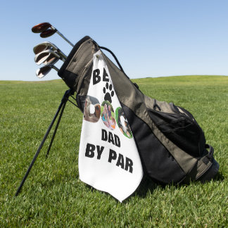 Custom Dog Photo Best Dad By Par 3 Photo Collage Golf Towel
